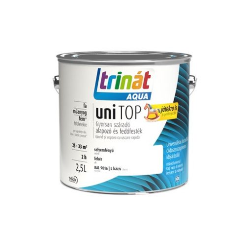Trinát aqua (vizes) selyemfényű zománcfesték fehér Unitop 2,5l
