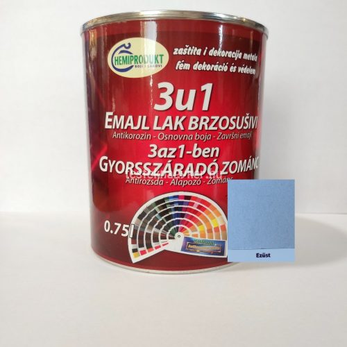 Hemi 3in1 rozsdagátló zománcfesték 0,75L - Ezüst 