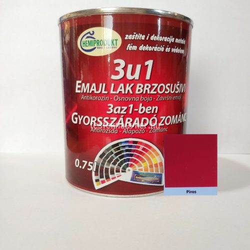 Hemi 3in1 rozsdagátló zománcfesték 0,75L - Piros 