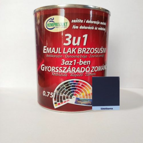 Hemi 3in1 rozsdagátló zománcfesték 0,75L - Sötétbarna