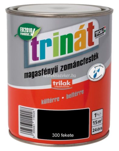 Trinát magasfényű zománcfesték 300 fekete 0,5 L 