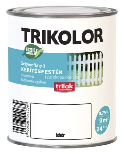 Kerítésfesték Trikolor selyemfényű fehér 2,5l