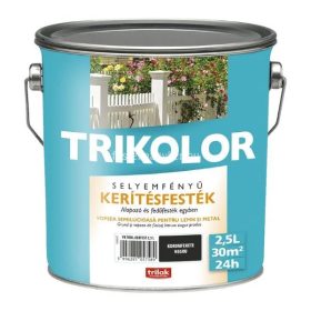 Kerítésfesték Trikolor selyemfényű koromfekete 2,5l